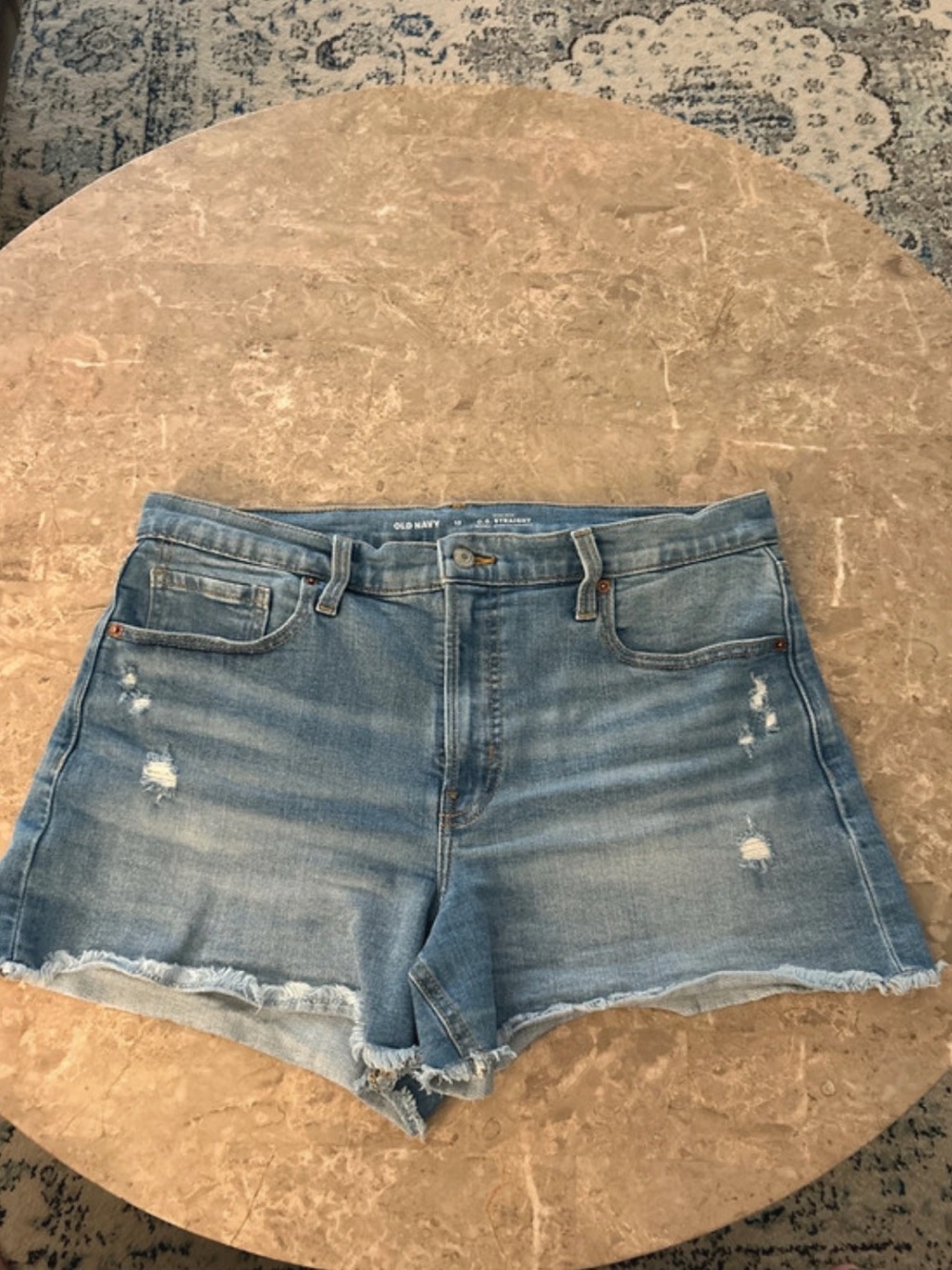 Old Navy Washed Blue Denim Frayed Hem Cutoff Shorts